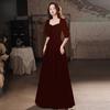 Vestido de Noite Preto Pequeno High-end Luxo Leve Nicho Temperamento High-end Veludo Anfitriã Vestido Longo Feminino Exame de Arte Cerimônia de Adultos