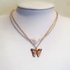Conjunto de pendientes y collar de moda transfronteriza europea y americana, nuevo diseño de verano, con doble perla, aceite y mariposa, colgante para mujer.