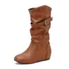 Botas Casuales de Cuña con Plataforma de Agua Interna Estilo Nuevo Botas Cortas Británicas Botas de Moda Chelsea Tallas Grandes 40-50 Botas de Exportación