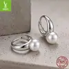 Nuevos pendientes de perlas de plata de ley S925 de Yinziyun, suministro transfronterizo, estilo elegante y relajado, pendientes de perlas de concha