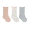 Calcetines para Niños Primavera y Otoño Venta al por Menor Patrón Floral Oreja de Madera Calcetines para Niñas Bebé Lactante Sin Costuras Antibacterianos Calcetines Lolita Princesa