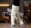 Jeans para Hombre de Estilo Americano Tie-Dye Denim Modernos Holgados de Pierna Recta Geniales Versátiles 2025 Nuevo Estilo con Efecto de Caída Pantalones Casuales para Hombre