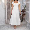 Di Yun Comercio Exterior Europeo y Americano Primavera y Verano 2025 Elegante Vestido Francés de Manga Burbuja Plisado con Cordones de Color Sólido Ropa de Mujer