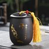Frasco de chá de areia roxa dourada ameixa orquídea crisântemo de bambu frasco de cerâmica frasco selado frasco pequeno frasco de armazenamento de chá LOGO
