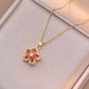 Colar para Mulheres Moda de Nicho Novo Design Pingente Celebridade da Internet Flor de Bauhinia Giratória Zircônia Aço Titânio