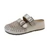 Zapatos de Malla Plateados con Suela Gruesa para Aumentar la Altura Interior, Medias Pantuflas Cerradas Estilo Birkenstock para Mujer, Calzado de Verano para Exteriores, Nuevo Modelo 2026, Sandalias con Pedrería