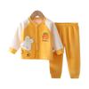 Conjunto de Ropa Interior Térmica de Polar de Doble Cara para Bebés de Otoño con Diseño sin Costuras y Divertido Dibujo Animado para Mantener el Calor en Otoño e Invierno
