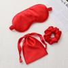 Set de Tres Piezas: Antifaz de Seda Sintética, Bolsa de Tela, Goma para el Cabello, Set Portátil de Antifaz para Dormir de Viaje, Goma para el Cabello Scrunchie Souvenir