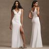 Vestido de Madrinha de Cetim de Alta Qualidade, Vestido de Noite de Luxo Acessível de Nicho, Vestido com Fenda de Um Ombro com Alça Fina para Emagrecer