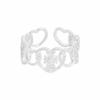 1646 Estilo Coreano INS Nicho Lujo Ligero Textura Martillada Anillo de Corazón Plata de Ley S925 Anillo Abierto de Plata con Forma de Corazón para Mujer