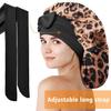 Gorro de dormir elástico con lazo de leopardo de Amazon, de seda sintética, redondo, de ala ancha, para salón de belleza y cuidado del cabello.
