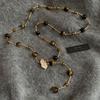 Collar de ojo de tigre sintético redondo con flores vintage de otoño e invierno, cadena de suéter de alta calidad, collar de suéter ligero de lujo con nicho