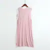 Manga de una pieza de modal para mujer, costura, rayas, cuello redondo, ropa para el hogar, exterior casual, camisón fino de verano para mujer