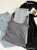 Camisola cálida con cuello cuadrado cepillado para otoño e invierno, prenda íntima para mujer con protectores de pecho para uso exterior, top ajustado sencillo y versátil.