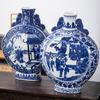 Jarrón de porcelana antigua azul y blanca pintado a mano de cerámica Jingdezhen, arreglo floral, decoración de estilo chino para sala de estar, adornos para mueble de TV del hogar