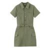 Exportación Transfronteriza Ropa de Mujer 2025 Verano Estilo Europeo y Americano Vestido Camisero de Solapa con Cinturón de Manga Corta C524091
