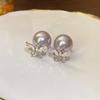 Brincos de flor de zircão com agulha de prata galvanizada em ouro real Dongdaemun brincos de pérola elegantes brincos de moda para mulheres por atacado