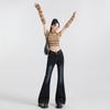 Jeans Bootcut de Cintura en V American High Street para Mujer en Otoño Nuevo Diseño Sexy Ajustado Pantalones Acampanados de Herradura