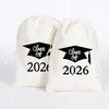 Bolsas de Lona con Cordón de Venta Cruzada Más Vendidas para la Temporada de Graduación 2026, Bolsas de Regalo de Algodón para Fiesta de Birrete de Licenciatura