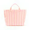 Bolso Tote Rayado de PVC Transfronterizo Nuevo Alta Apariencia Bolso de Mano Ligero Gran Capacidad Portátil para Viaje Bolso de Hombro