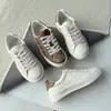 Zapatos Blancos de Piel Genuina de Alta Calidad Hechos en Guangdong, Nuevos para Primavera y Verano, de Corte Bajo, con Cordones, Estampado de Letra C, Ligeros, Amortiguadores, Tenis Casuales