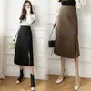 Falda midi para mujer 2024 otoño nuevo diseño nicho abertura larga cintura alta adelgazante petite falda lápiz de una pieza