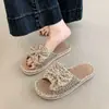 Chinelos femininos de linho para todas as estações, sapatos de chão para casa, antiderrapantes e silenciosos, chinelos de algodão e linho para primavera e outono atacado