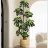 Planta de Simulación Madera Pie de Pato de Pie en Maceta Planta Verde Biónica Adornos Sala de Estar Lado del Sofá Decoración del Hogar Bonsái Árbol Falso