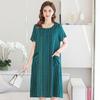 Vestido de Verão de Algodão Seda para Mães, Feminino Manga Curta Comprimento Médio Solto Tamanho Grande Look Emagrecedor Saia de Praia