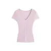 26 Camiseta de manga curta super popular para o verão, estilo delicado, única e super bonita, top slim fit e que afina a silhueta para mulheres