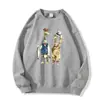 Sudadera de color albaricoque, cuello redondo, forrada de polar y engrosada, nuevo estilo otoño/invierno, con un divertido estampado de pato de dibujos animados, top casual y holgado para mujer