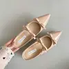 Par de Zapatos Mule Franceses Perezosos Suaves Color Nude Puntiagudos que Aumentan la Altura 4cm para Mujer para Usar Afuera