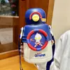 Copo térmico infantil do Ultraman para meninos que vão à escola, garrafa de água de aço inoxidável 316 de grau alimentício para bebês com canudo para alunos do ensino fundamental