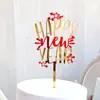 Decoración de pastel de Año Nuevo acrílica Copyright suministro directo de fábrica enchufe para pastel de fiesta de Feliz Año Nuevo