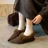 Novos Sapatos Regine Apontados de Outono/Inverno 2026 para Mulheres com Aumento Oculto de Altura, de Bico Fino, com Boca Rasa, Sapatos de Salto Único, Sapatos Peludos
