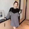 [Personalizado] Conjunto de Falda Versátil Estilo Coreano para Maternidad para Primavera y Otoño, Delgado de Cintura Alta, Soporte Abdominal Ajustable, Oculta el Vientre Sin Revelar el Embarazo