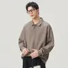 Sudadera Nueva de Peso Pesado para Hombre Otoño/Invierno 2026, Cuello Solapa, Media Botonadura, Holgada y Cómoda, Manga Larga, Top Versátil para el Trabajo