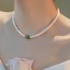 Collar de Perlas Barrocas de Jade Hetian Rueda de la Fortuna para Mujer, Versátil, Lujo Ligero, Diseño Nicho, Joyería de Alta Gama, Cadena Clavicular