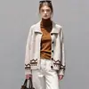 Cárdigan de punto con patrón geométrico estilo retro, nueva colección otoño/invierno 2026, corte holgado, adelgazante, de un solo botón, con cuello de solapa