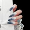 Uñas de ataúd degradado gris de alta calidad ultralargas, aceite brillante, uñas de ballet, uñas postizas, uñas postizas para usar, uñas terminadas al por mayor