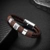 Pulseira Magnética Retro Europeia e Americana Masculina Mais Vendida da Temu, Pulseira de Couro Trançado Feita à Mão Personalizada Atacado