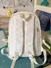 Mochila Girly Suave y Dulce Serie Sal Marina Baja Saturación con Lunares Azul Claro, Encaje Plisado y un Sentido de Atmósfera, Bolso Escolar para Fiesta de Estudiantes