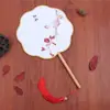 Ventoinha Hanfu em formato de flor, ventoinha feminina para dança antiga, pequena ventoinha redonda, ventoinha de rede vermelha com cabo longo DIY, suprimento para barraca de discoteca