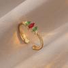 Anillo para Mujer, Anillo de Zirconia de Corazón Ins Transfronterizo, Anillo de Dedo Índice Colorido con Forma de Corazón Simple y Elegante, Anillo para Mujer Estilo Bosque Celebridad de Internet