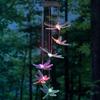 Amazon nova lâmpada de sino de vento solar cor de bolinho de arroz beija-flor fio de luz que muda de cor LED luzes pendentes decorativas para pátio externo