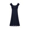 Estilo francês onda dot sling vestido super fada babado slim-fit cintura apertada bainha de emagrecimento saia elegante saia longa chiffon