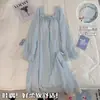 Atacado Camisola de Algodão Nuvem 3 Cores Manga Longa com Bojo, Roupa de Casa Feminina, Pijama Feminino Estilo Coreano 412