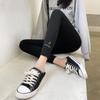 Leggings Femininas Roupa Externa Bordado Fino Listra Vertical Cinza Verão Calças Finas Justas 2021 Primavera e Outono Novo
