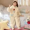 Cardigan de Pijama de Franela para Niñas con Cremallera Otoño Invierno Niños Espesado Coral Fleece Conjunto Ropa de Casa Cálida Estudiante Niño