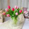 Oferta especial: 5 Tulipanes de Goma Suave para Arreglos Florales, Flores Artificiales para Decoración del Hogar, Hotel y Centro Comercial